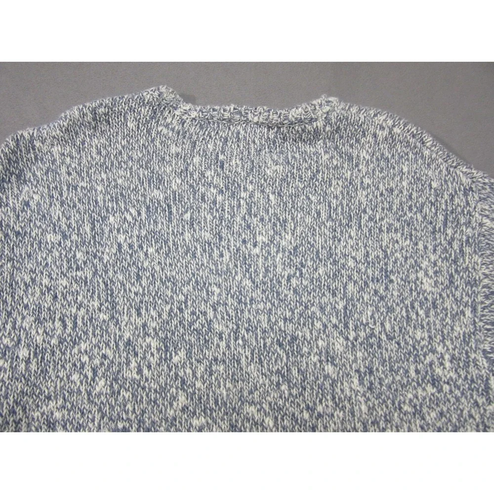 Old Navy Vtg Sweater Mens Large Blue Marled Ramie Cotton Knit Crewneck